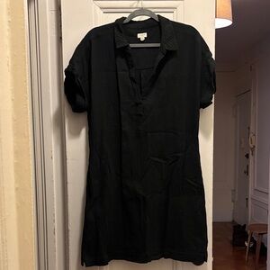 J. crew factory black cotton short dress with two side pockets